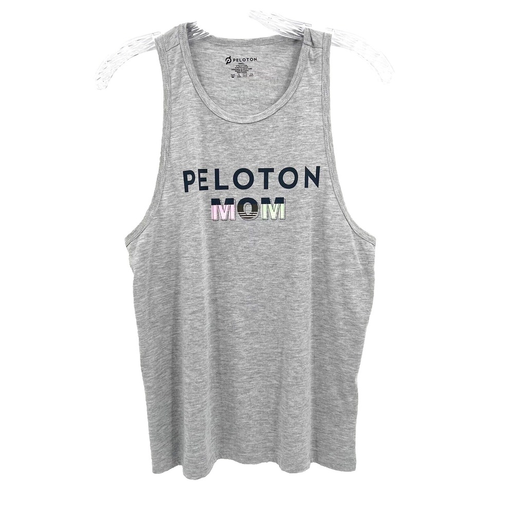 PELOTON Women's Sz S Heather Gray PELOTON MOM Graphic Print Sleeveless Tank Top